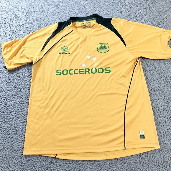 The Unbranded Brand Other - Australia Socceroos Jersey Mens 2XL Yellow Green Soccer National Team 2009